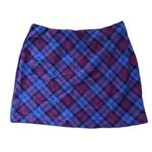 Y2K Preppy Retro Grunge Punk Aesthetic Purple & Blue Plaid Mini Skirt Size XS